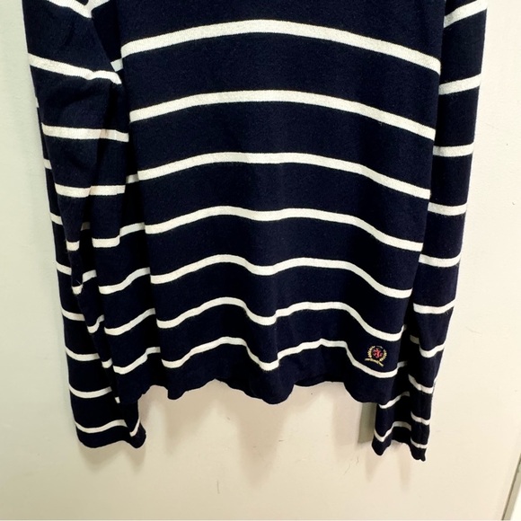 Tommy Hilfiger Blue Striped Wool Cashmere Angora Rabbit Hair Vneck Sweater Large - Picture 4 of 11